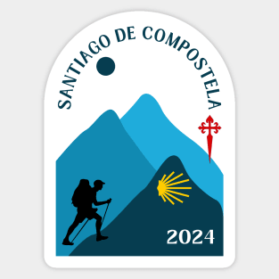 Camino de Santiago de Compostela 2024 Man Walking Sticker